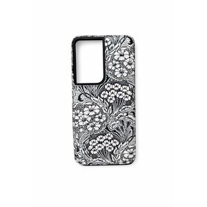 Casely Samsung Galaxy S21 Ultra Tough Glossy Floral Phone Case Black White
